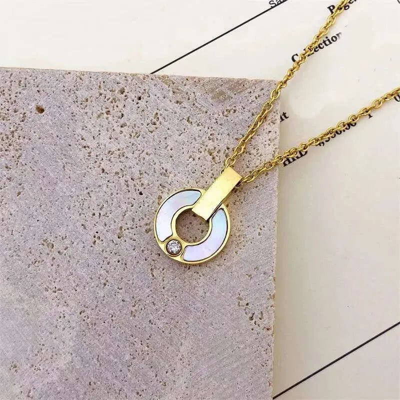 Stainless Steel Designer Mother of Pearl Necklace