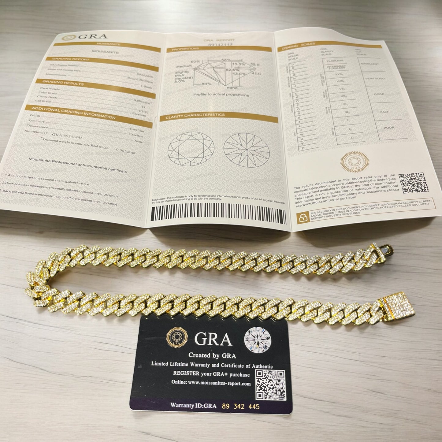 Gold Moissanite Miami Cuban Chain