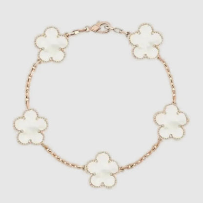 Designer Four-Leaf Clover Mother-of-Pearl Bracelet