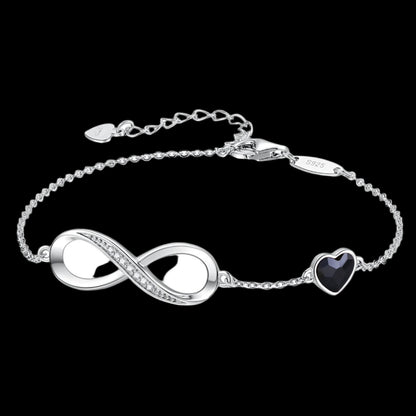 925 Silver Infinity Heart Birthstone Charm Bracelet