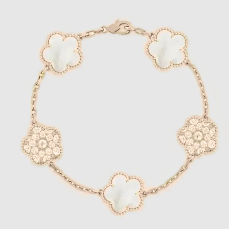 Designer Four-Leaf Clover Mother-of-Pearl Bracelet