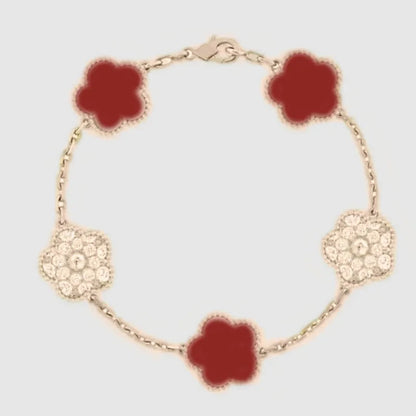 Designer Four-Leaf Clover Mother-of-Pearl Bracelet