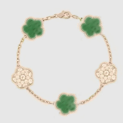 Designer Four-Leaf Clover Mother-of-Pearl Bracelet