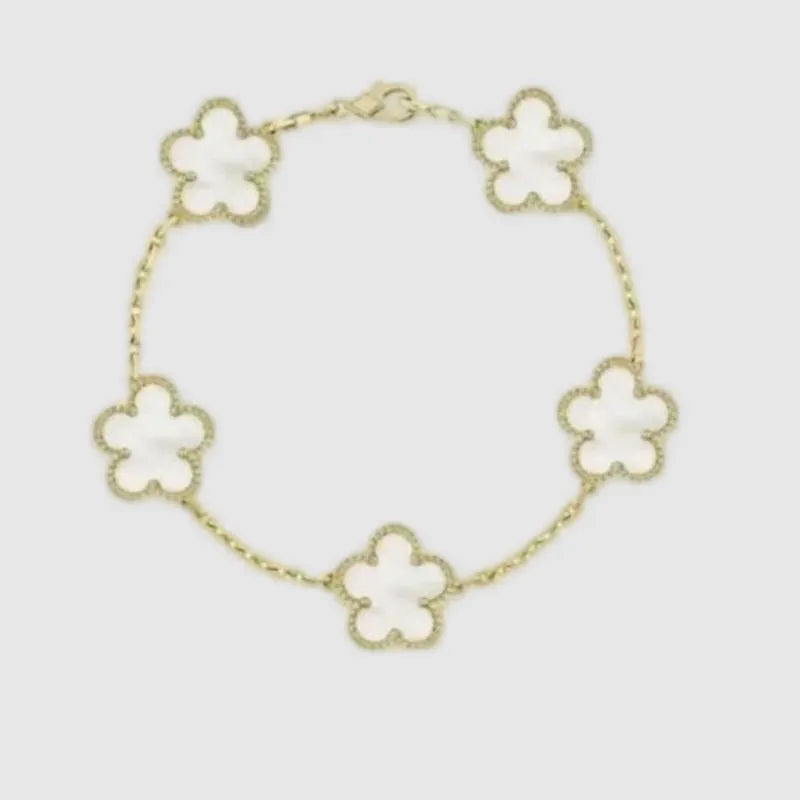 Designer Four-Leaf Clover Mother-of-Pearl Bracelet